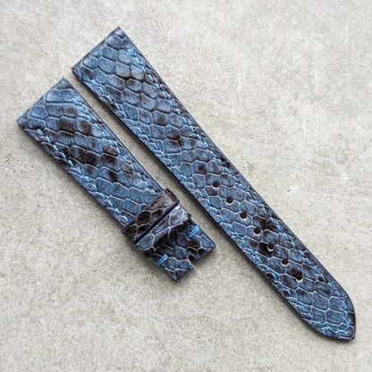 Embossed Python Watch Strap - Sky Blue