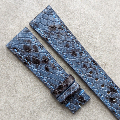 Embossed Python Watch Strap - Sky Blue