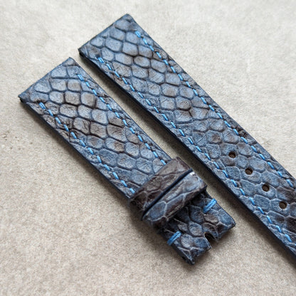 Embossed Python Watch Strap - Sky Blue