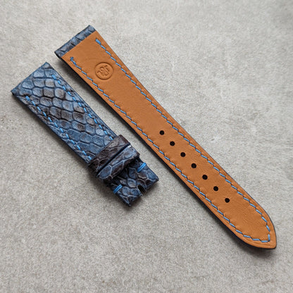 Embossed Python Watch Strap - Sky Blue