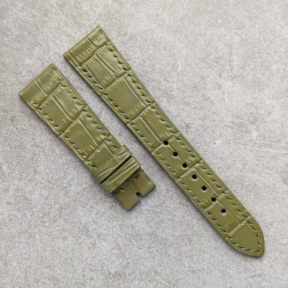 Embossed Crocodile Watch Strap - Pistachio