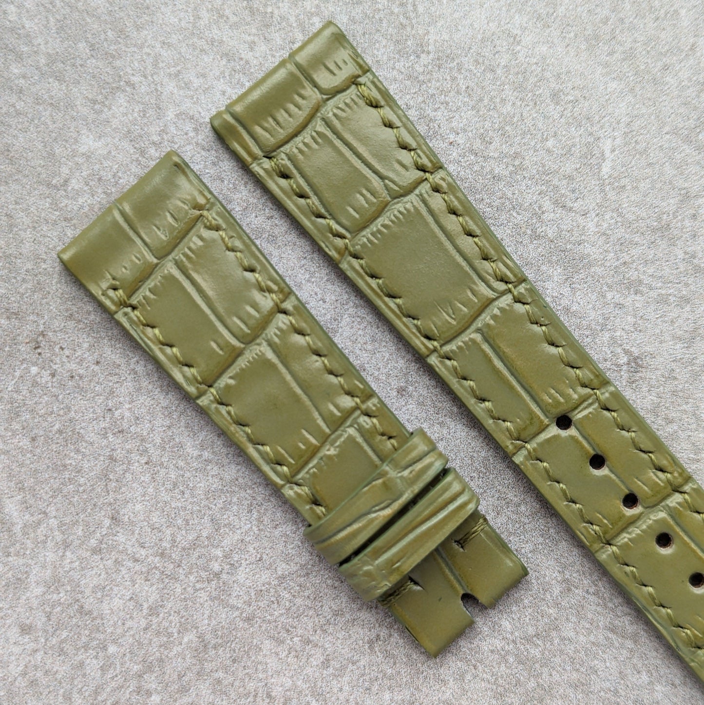 Embossed Crocodile Watch Strap - Pistachio