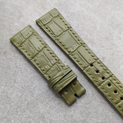 Embossed Crocodile Watch Strap - Pistachio