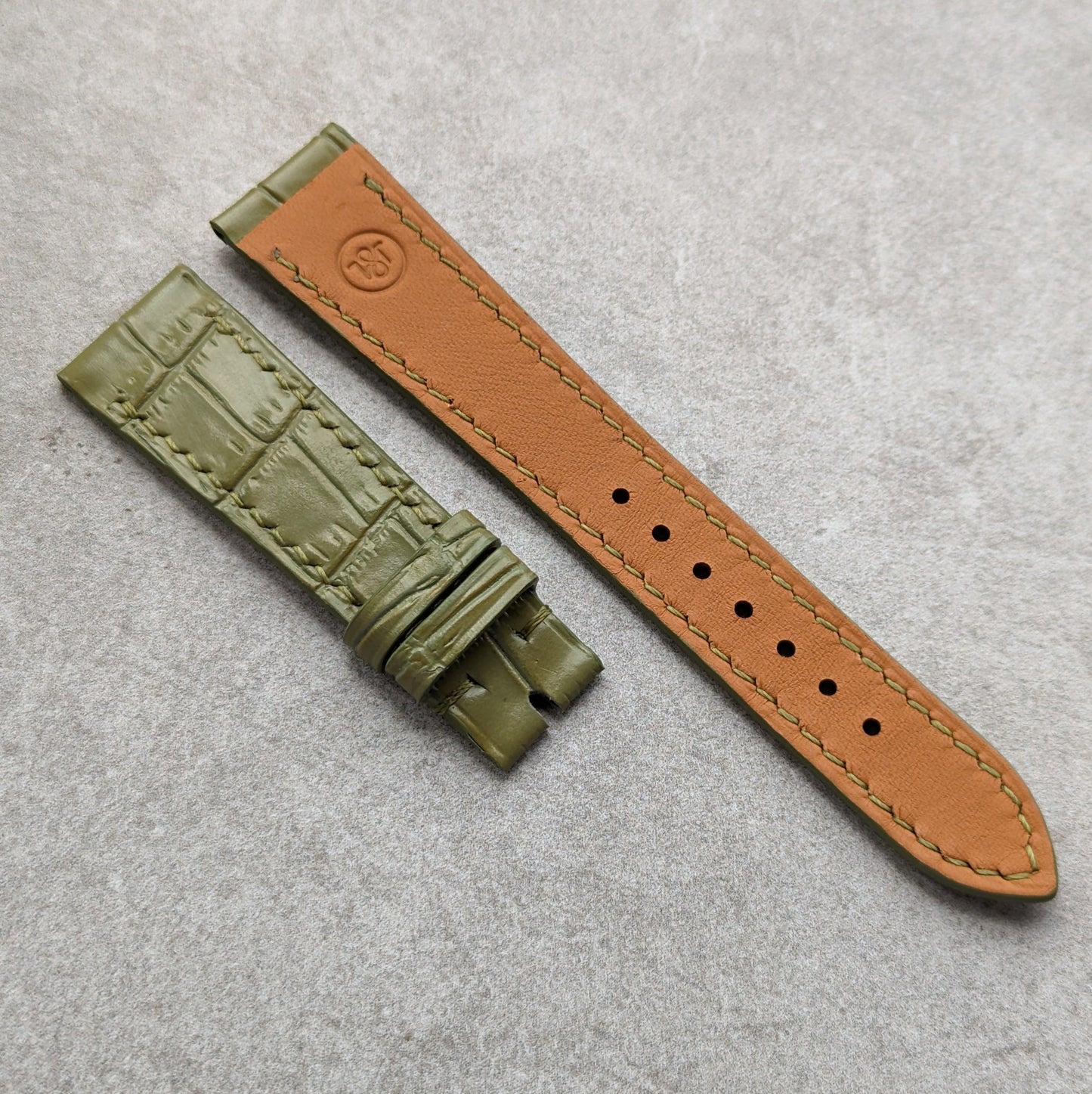 Embossed Crocodile Watch Strap - Pistachio