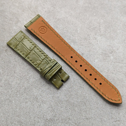 Embossed Crocodile Watch Strap - Pistachio