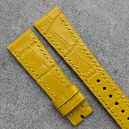 Embossed Crocodile Watch Strap - Sunflower Yellow