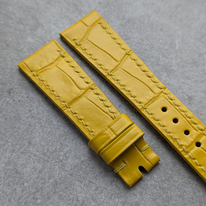 Embossed Crocodile Watch Strap - Sunflower Yellow