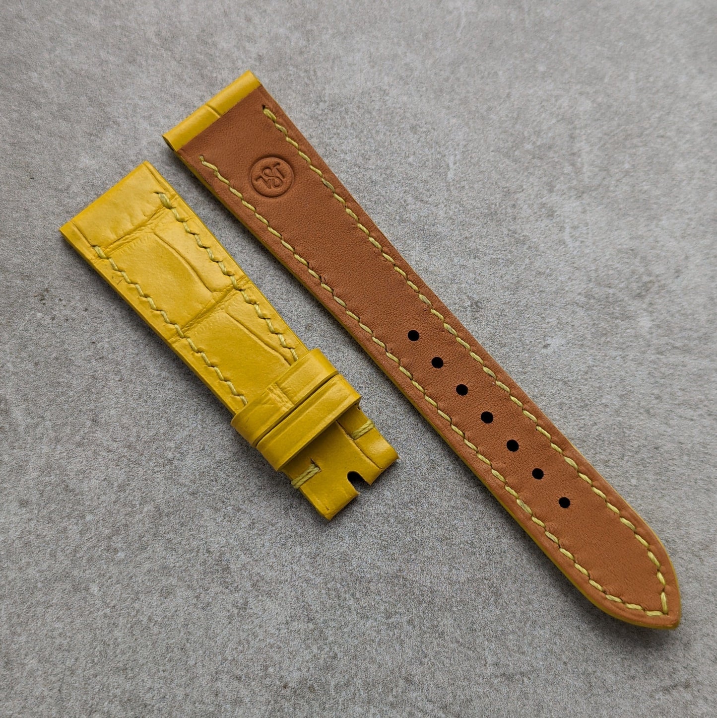 Embossed Crocodile Watch Strap - Sunflower Yellow