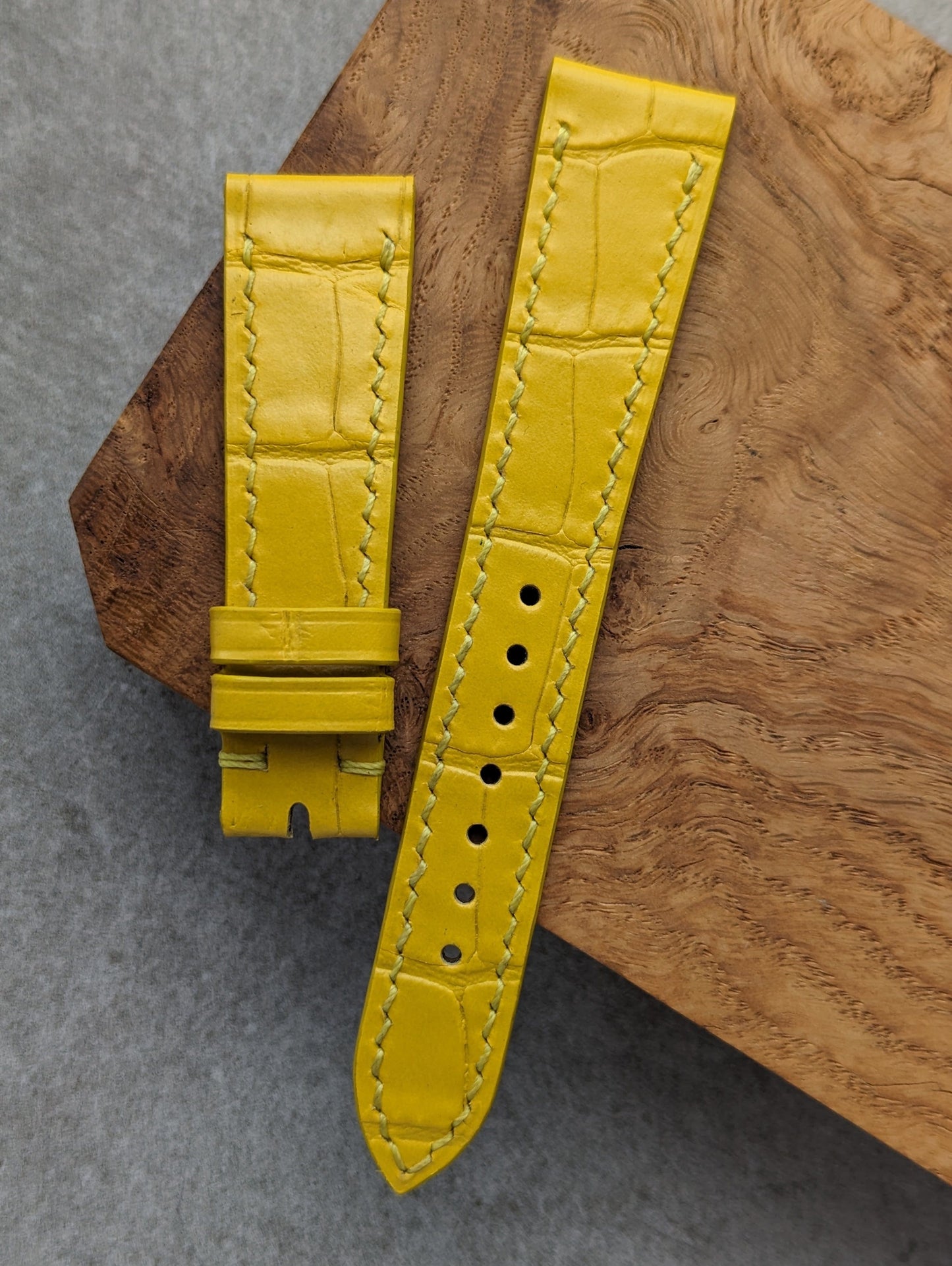 Embossed Crocodile Watch Strap - Sunflower Yellow