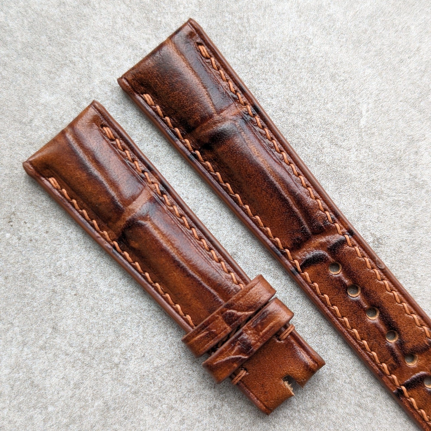 Embossed Crocodile Watch Strap - Tan Brown