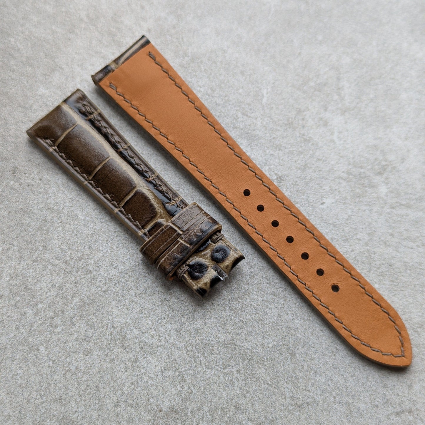 Embossed Crocodile Watch Strap - Military Green