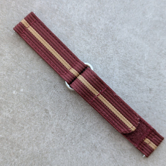 Premium Ribbed Two Piece Ballistic Nylon Strap - Burgundy & Khaki