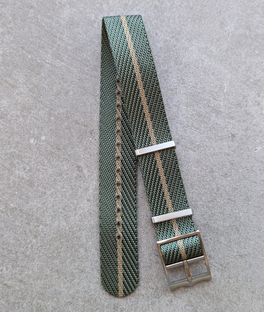 Woven Nylon Single Pass Strap - Sage & Khaki