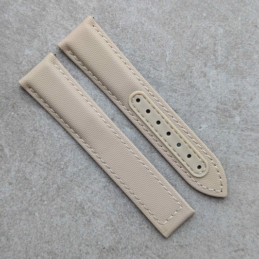 Omega-Style Deployant Sailcloth Watch Strap - Sandstone