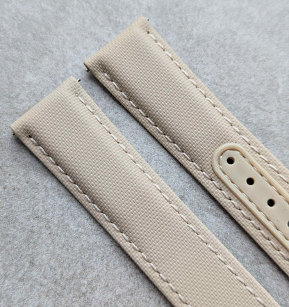 Omega-Style Deployant Sailcloth Watch Strap - Sandstone