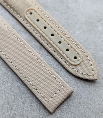 Omega-Style Deployant Sailcloth Watch Strap - Sandstone