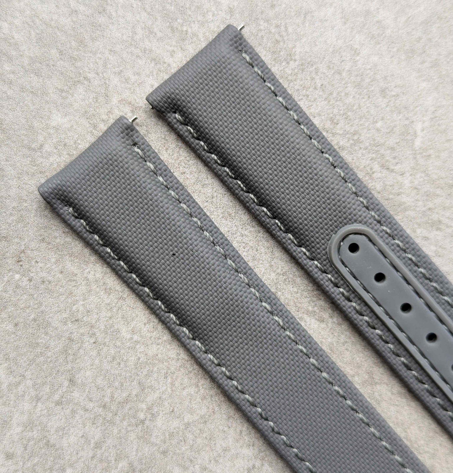 Omega-Style Deployant Sailcloth Watch Strap - Grey