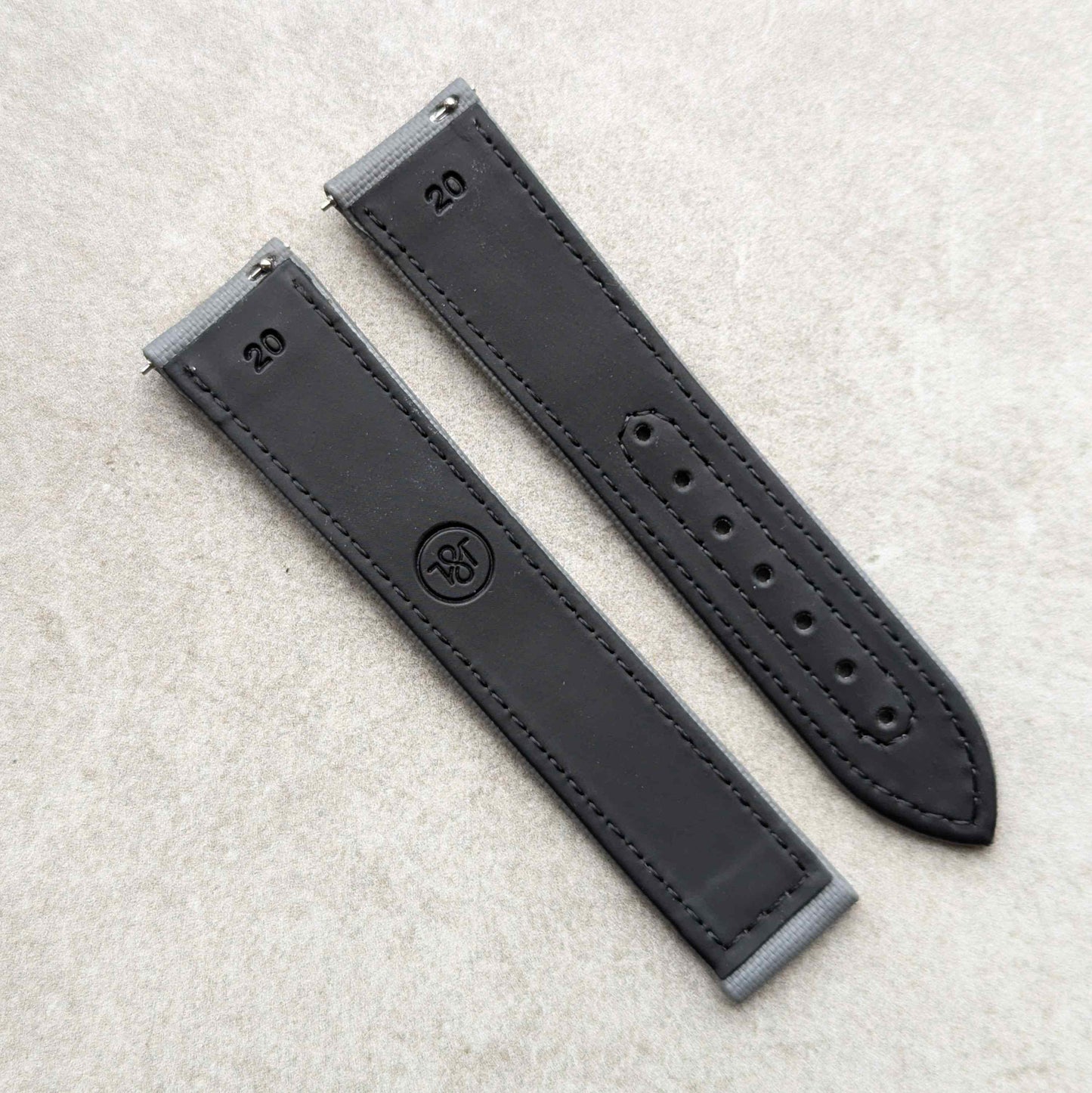 Omega-Style Deployant Sailcloth Watch Strap - Grey