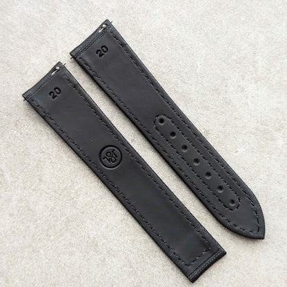 Omega-Style Deployant Sailcloth Watch Strap - Black