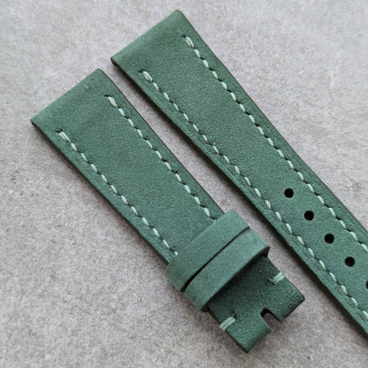 Nubuck Leather Watch Strap - Jade Green