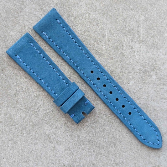 Nubuck Leather Watch Strap - Light Blue