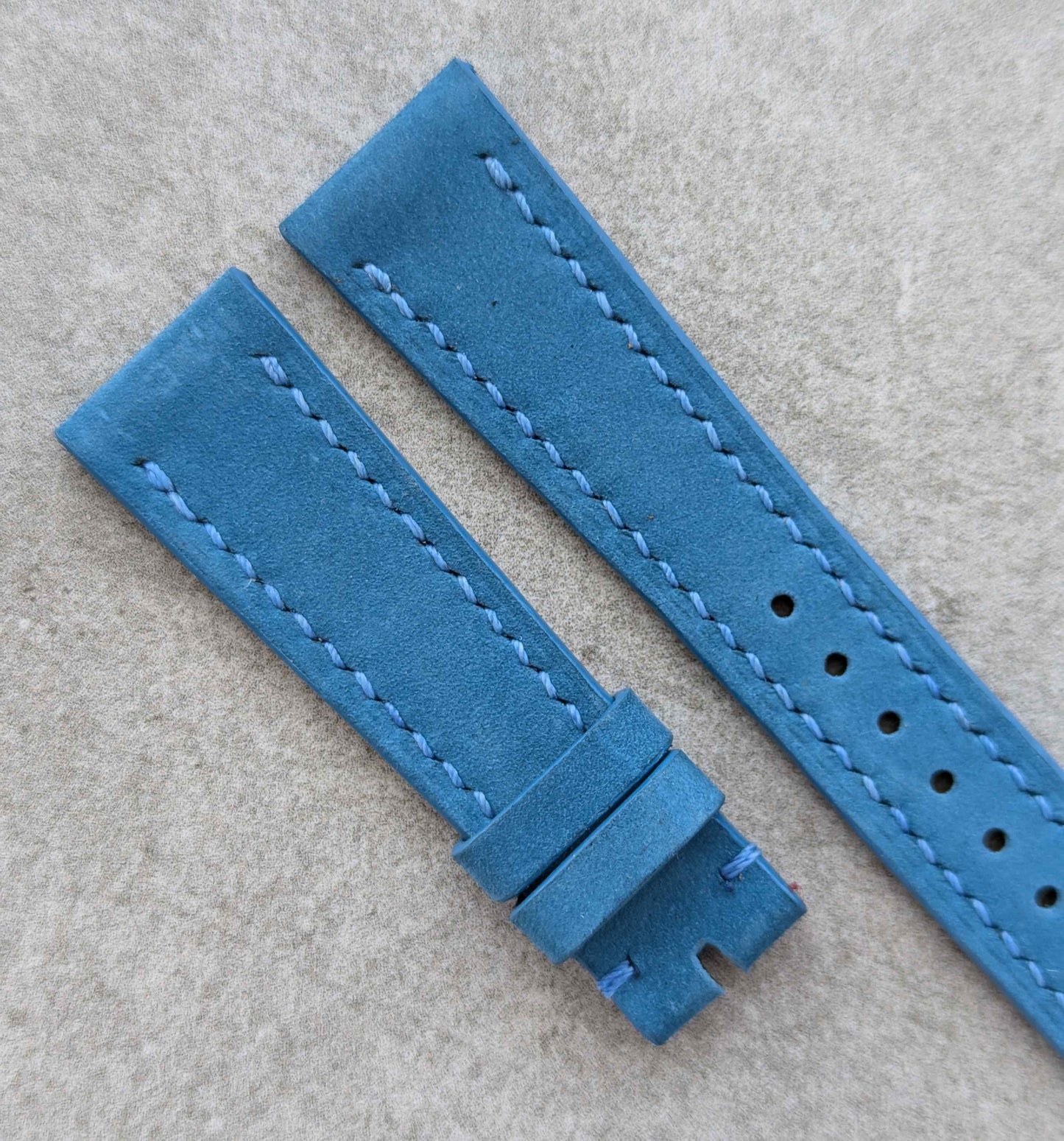 Nubuck Leather Watch Strap - Light Blue