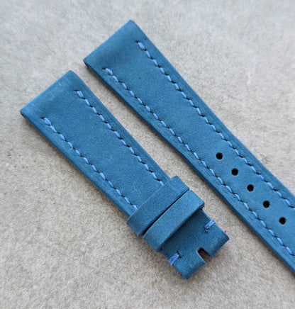 Nubuck Leather Watch Strap - Light Blue