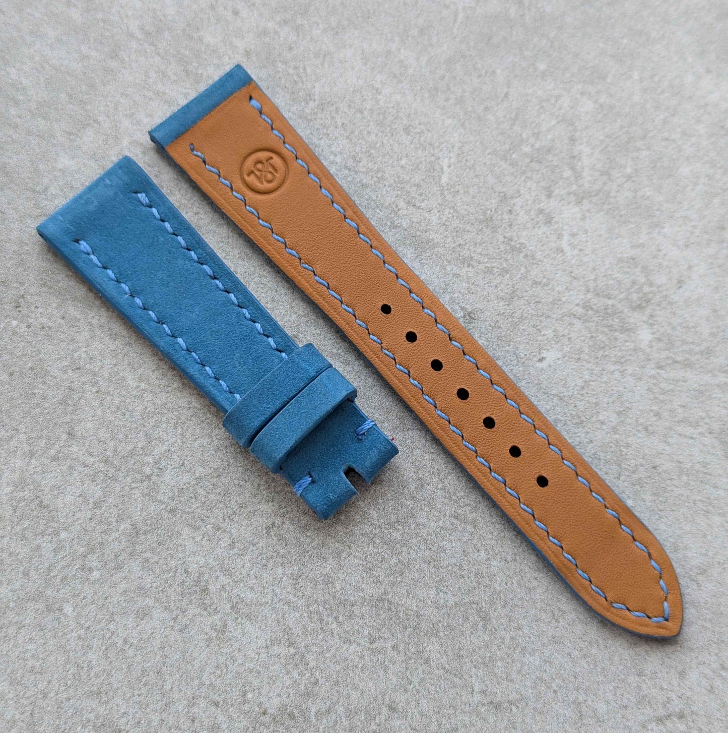 Nubuck Leather Watch Strap - Light Blue