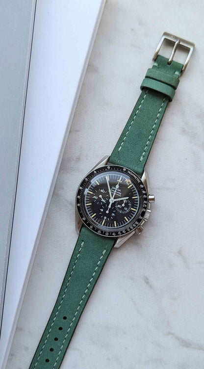 Nubuck Leather Watch Strap - Jade Green