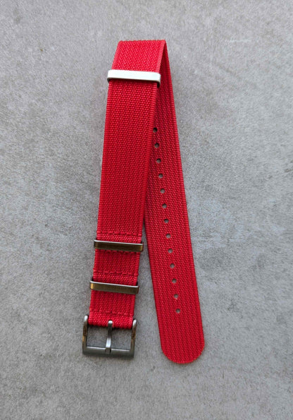 Premium Ribbed Fabric Watch Strap - Rage Red