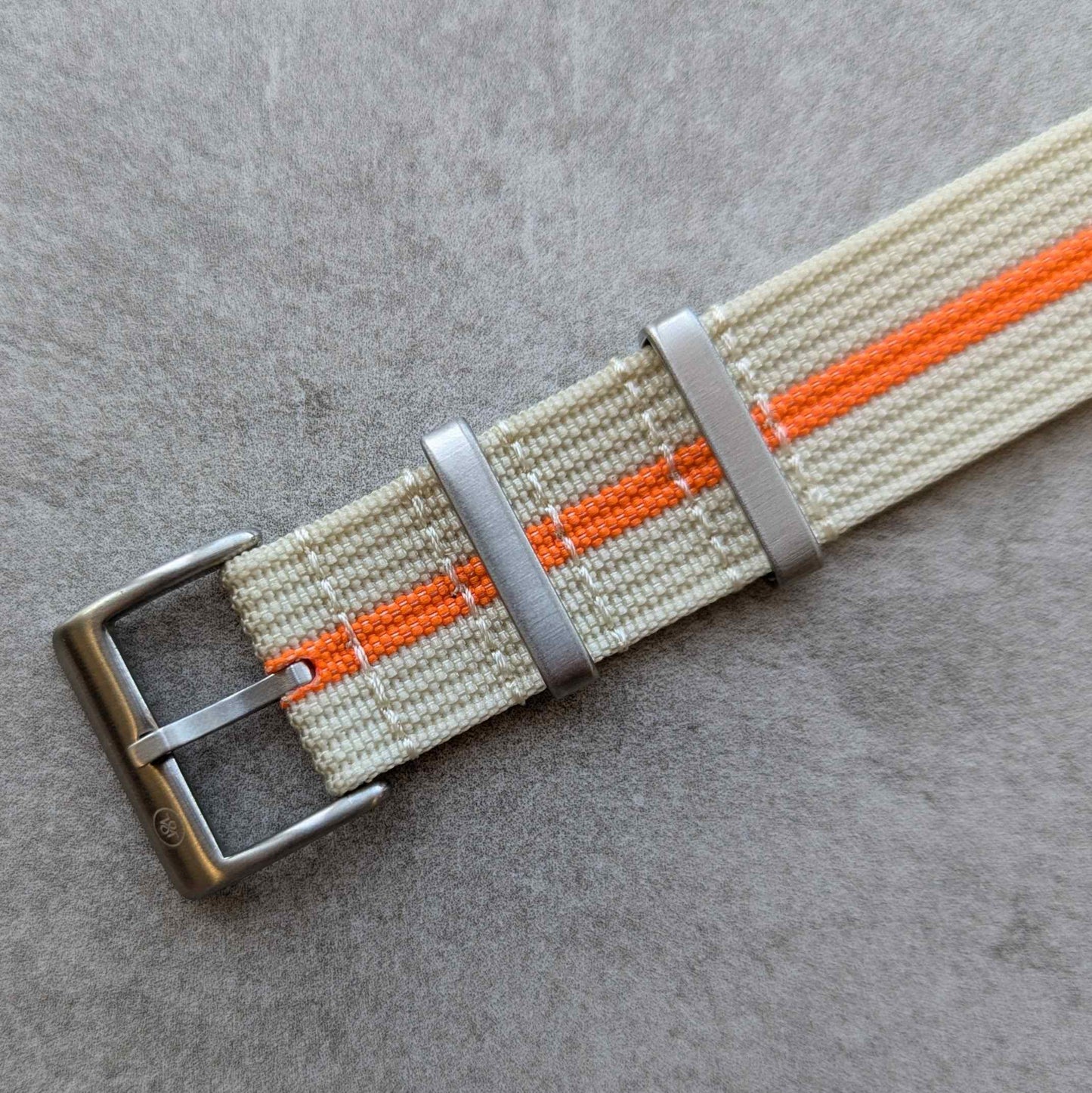 Premium Ribbed Fabric Watch Strap - Cream & Orange