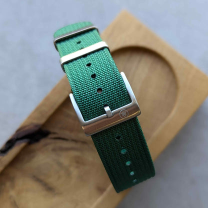 Premium Ribbed Fabric Watch Strap - British Racing Green