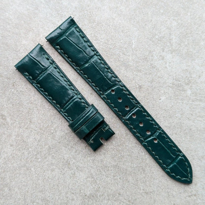 Embossed Crocodile Watch Strap - Forest Green