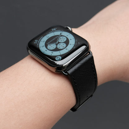 Saffiano Leather Apple Watch Band - Black