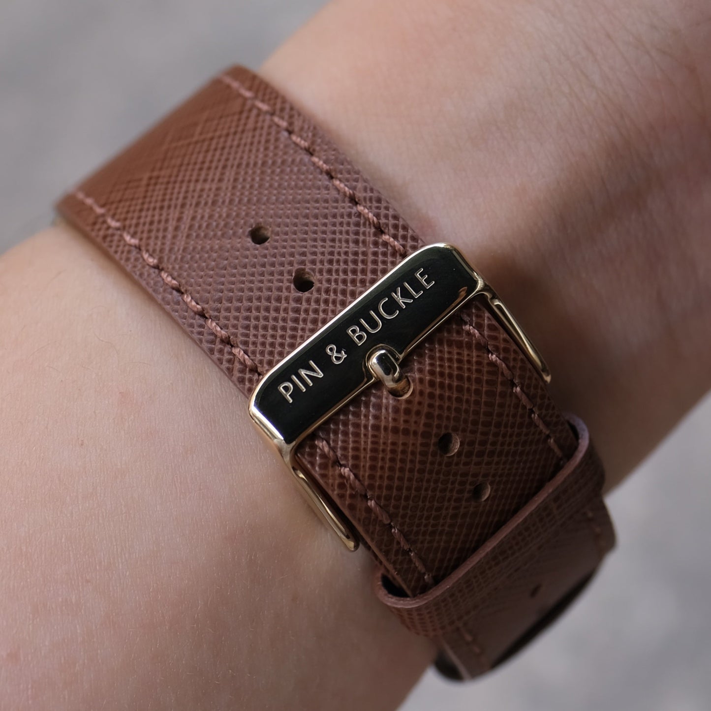 Saffiano Leather Apple Watch Band - Hazel Brown