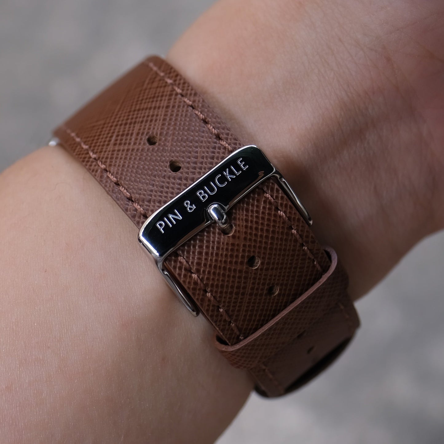 Saffiano Leather Apple Watch Band - Hazel Brown