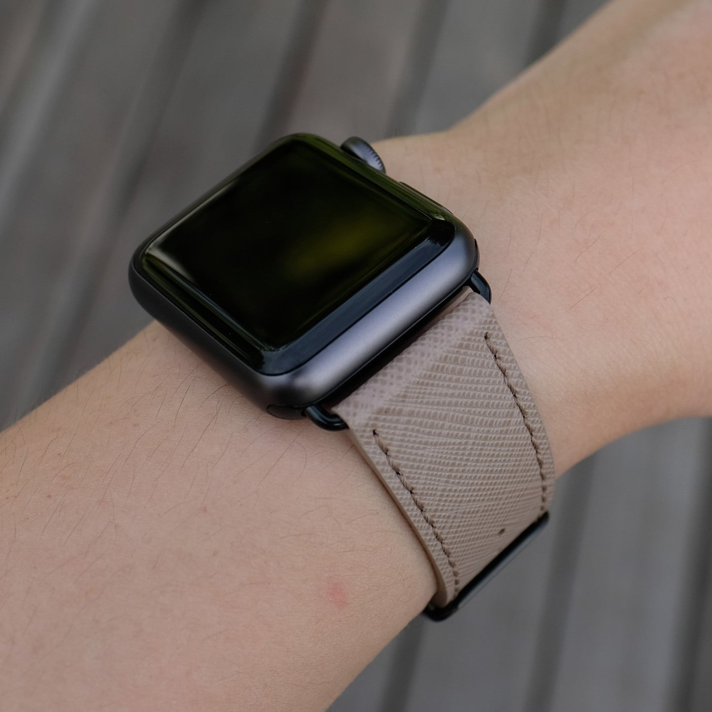 Saffiano Leather Apple Watch Band - Taupe