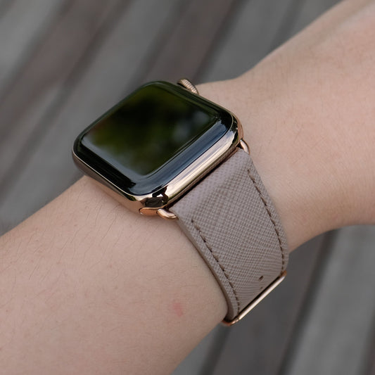 Saffiano Leather Apple Watch Band - Taupe