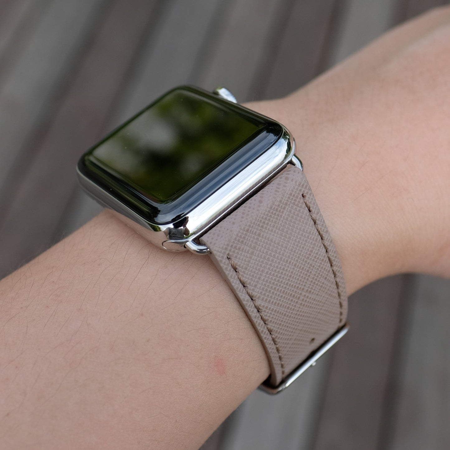 Saffiano Leather Apple Watch Band - Taupe