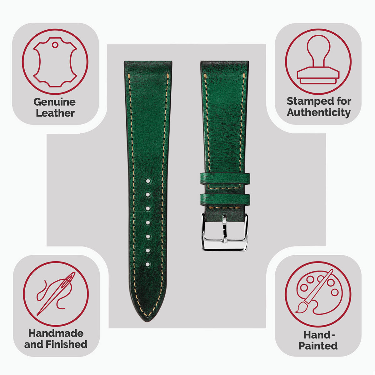 Radstock Vintage Genuine Leather Watch Strap - Vintage Green