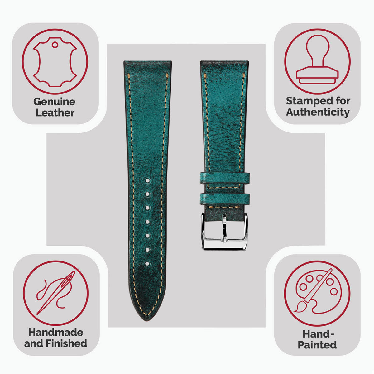 Radstock Vintage Genuine Leather Watch Strap - Vintage Turquoise