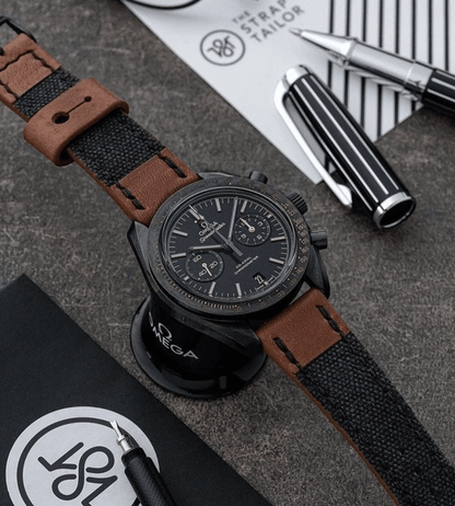 Canvas & Leather Strap - Black + Chesnut Brown