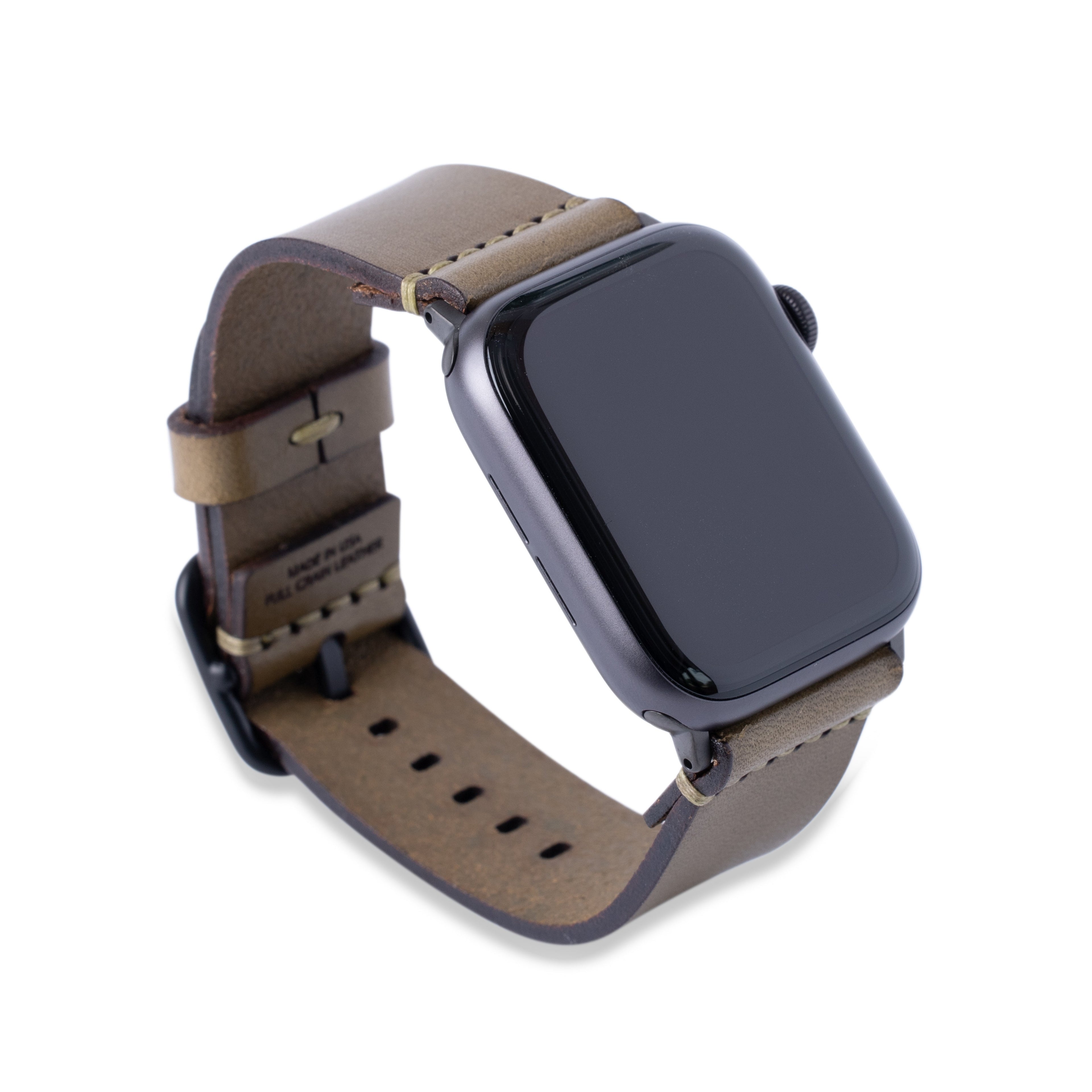 Leather Simple Apple Watch Band - Olive