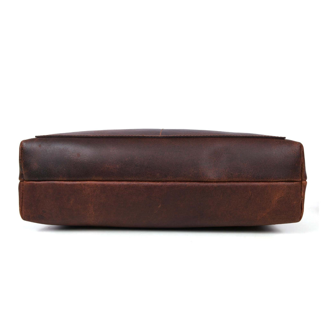 Tolredo - Brown Leather Tote Bag with Leather Closure