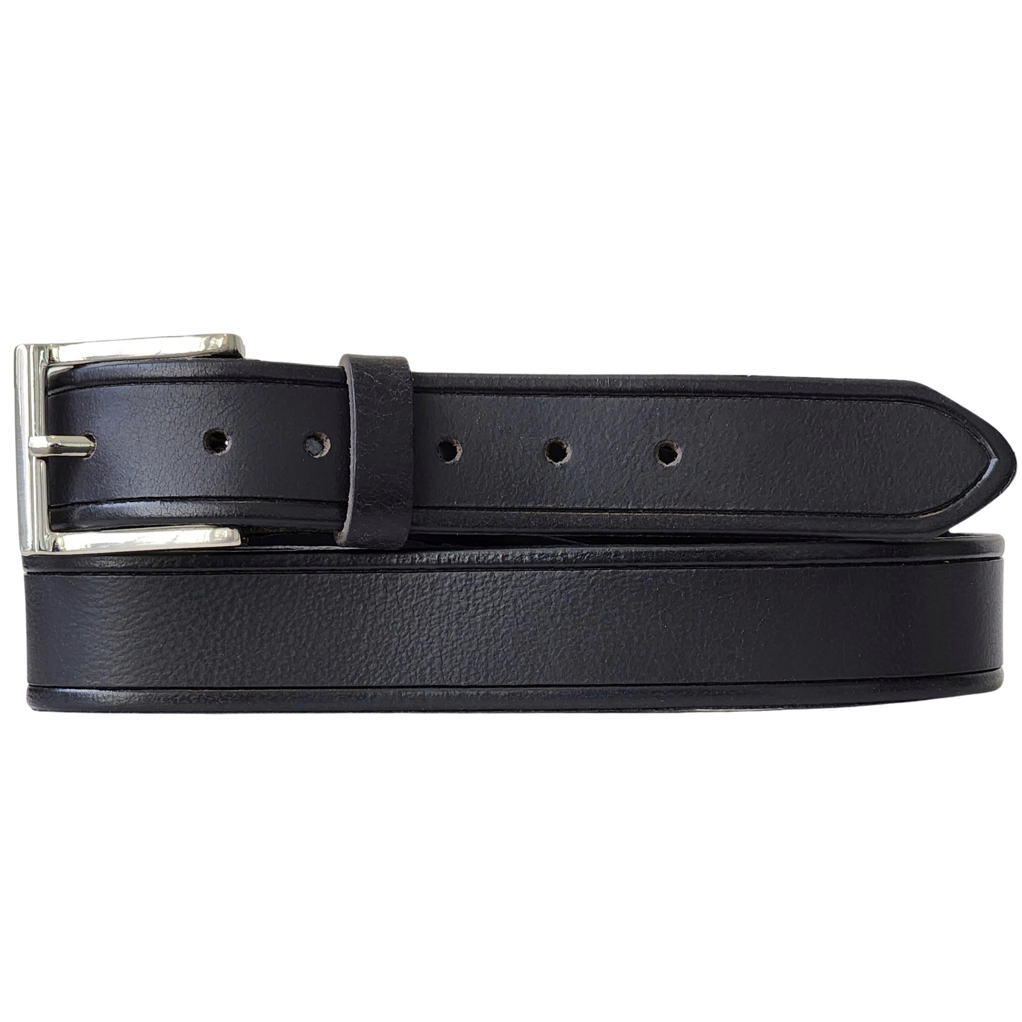 The Obelisk Belt - Black Edge Pipe Full-Grain Leather Belt