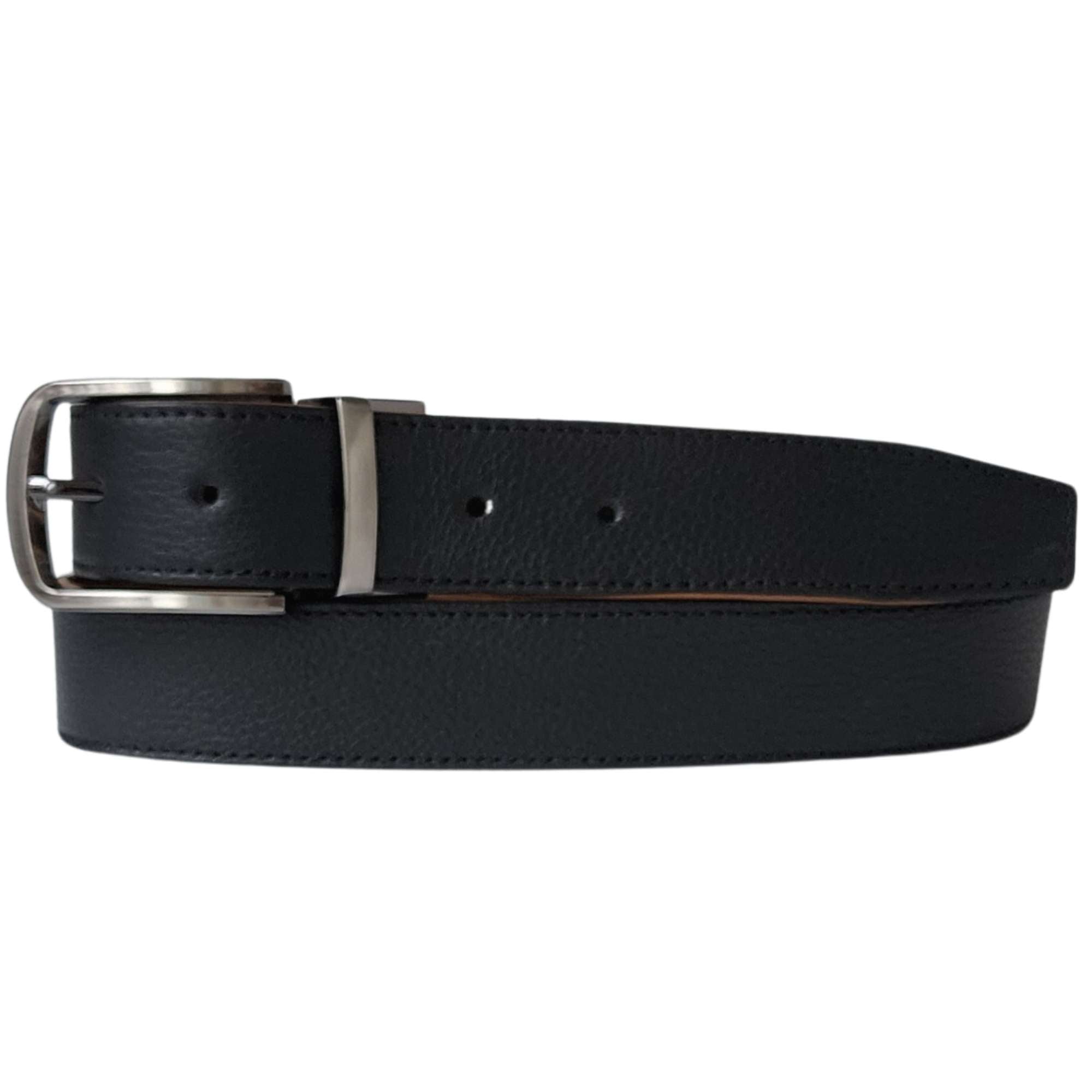 The Harvey Dent Belt - Reversible Stitched Full-Grain Pebbled Leather Belt