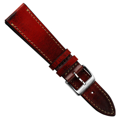 Radstock Vintage Genuine Leather Watch Strap - Bright Red