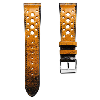 Radstock Racing Style Genuine Leather Watch Strap - Vintage Gold