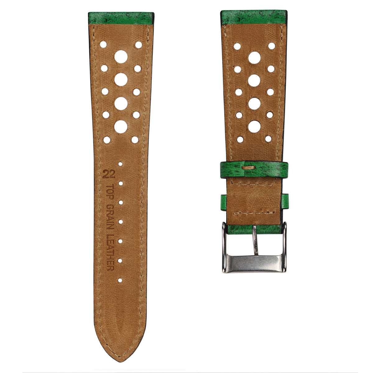 Radstock Racing Style Genuine Leather Watch Strap - Vintage Green