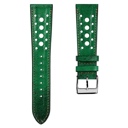 Radstock Racing Style Genuine Leather Watch Strap - Vintage Green